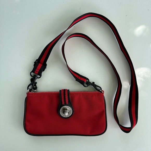 Michael Kors Red Nylon Twistlock / Zip Wristlet Crossbody Bag Small - Picture 2 of 11